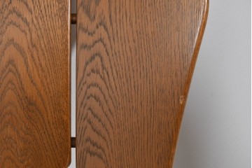 中古　美品　希少な廃番品　浜本工芸　オーク材　フェイクレザー　扇形背もたれのモダンなダイニングチェア3脚セット　(R-085641)