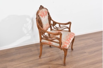 中古　美品　最高級モデル　メデア(Medea)　ART-919　アール・ヌーヴォー様式　繊細な彫刻装飾が魅力のアームチェア　定価約65万円相当　(R-085642)