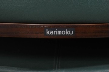 中古　美品　希少な廃番品　カリモク家具(karimoku)　本革　身体を包み込むようなボリューム感が魅力のモダンな回転式パーソナルソファ　定価約20万円相当　(R-085644)