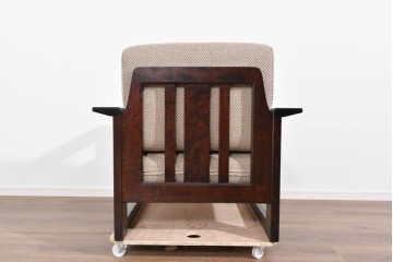 中古　美品　希少な廃番品　北海道民芸家具　HM220　重厚な木部フレームが魅力のイージーチェア　(R-085645)