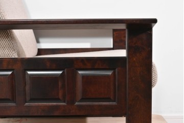 中古　美品　希少な廃番品　北海道民芸家具　HM220　重厚な木部フレームが魅力のイージーチェア　(R-085645)