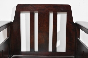 中古　美品　希少な廃番品　北海道民芸家具　HM220　重厚な木部フレームが魅力のイージーチェア　(R-085645)