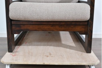 中古　美品　希少な廃番品　北海道民芸家具　HM220　重厚な木部フレームが魅力のイージーチェア　(R-085645)