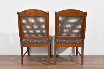 中古　三越家具(現カントリーハウス)　Brugge(ブルージュ)　籐張り背もたれとターニングレッグのサイドチェア2脚セット　(R-085646)