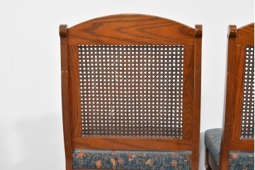 中古　三越家具(現カントリーハウス)　Brugge(ブルージュ)　籐張り背もたれとターニングレッグのサイドチェア2脚セット　(R-085646)