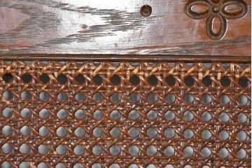 中古　三越家具(現カントリーハウス)　Brugge(ブルージュ)　籐張り背もたれとターニングレッグのサイドチェア2脚セット　(R-085646)