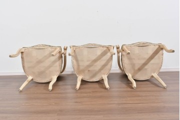 イタリアヴィンテージ　イタリア高級家具　SILIK(シリック)　華やかなロココ調装飾のダイニングチェア3脚　セット定価約124万円相当　(R-085648)