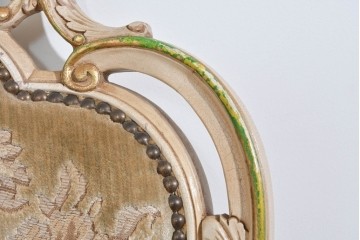 イタリアヴィンテージ　イタリア高級家具　SILIK(シリック)　華やかなロココ調装飾のダイニングチェア3脚　セット定価約124万円相当　(R-085648)