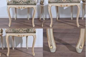 イタリアヴィンテージ　イタリア高級家具　SILIK(シリック)　華やかなロココ調装飾のダイニングチェア3脚　セット定価約124万円相当　(R-085648)