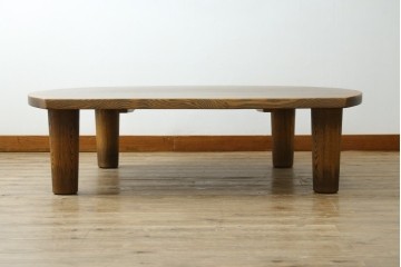 中古　美品　ナガノインテリア　レッドオーク材　2way仕様のダイニングテーブル/座卓　定価約24万円　(R-085650)