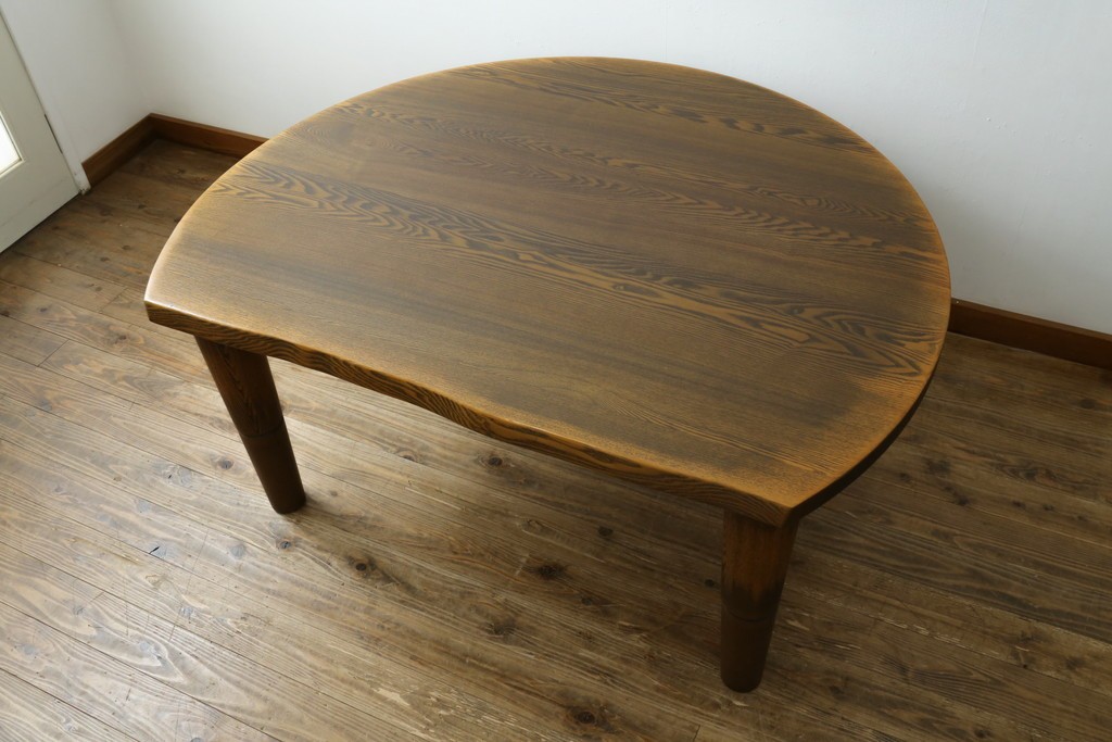 中古　美品　ナガノインテリア　レッドオーク材　2way仕様のダイニングテーブル/座卓　定価約24万円　(R-085650)