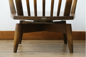 中古　美品　ナガノインテリア　タモ材　ゆったりとした座面フォルムが心地よい回転式ダイニングチェア2脚セット　(R-085651)