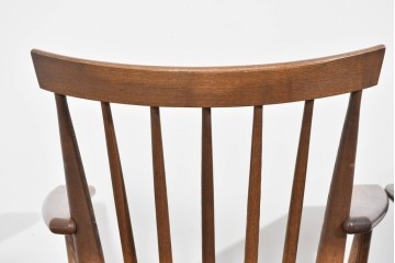 中古　美品　ナガノインテリア　タモ材　ゆったりとした座面フォルムが心地よい回転式ダイニングチェア2脚セット　(R-085651)