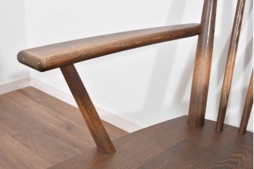 中古　美品　ナガノインテリア　タモ材　ゆったりとした座面フォルムが心地よい回転式ダイニングチェア2脚セット　(R-085651)