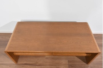 中古　美品　浜本工芸　上質な木肌が映える引き出し付きのセンターテーブル　定価約9万円　(R-085652)