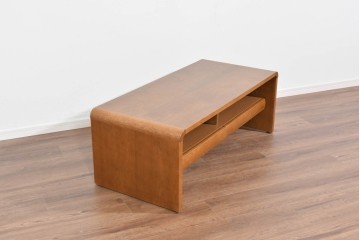 中古　美品　浜本工芸　上質な木肌が映える引き出し付きのセンターテーブル　定価約9万円　(R-085652)