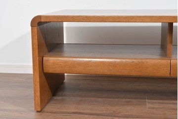 中古　美品　浜本工芸　上質な木肌が映える引き出し付きのセンターテーブル　定価約9万円　(R-085652)