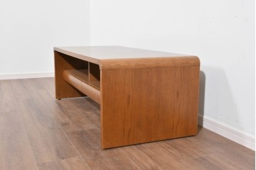 中古　美品　浜本工芸　上質な木肌が映える引き出し付きのセンターテーブル　定価約9万円　(R-085652)