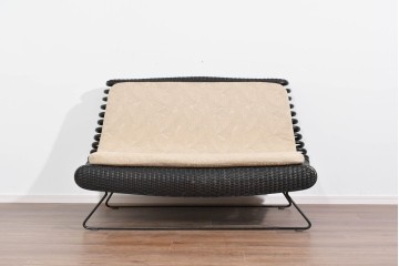 ヴィンテージ家具　籐(ラタン)　軽やかな曲線構造が魅力の2人掛けソファ　(R-085658)