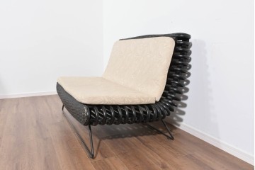 ヴィンテージ家具　籐(ラタン)　軽やかな曲線構造が魅力の2人掛けソファ　(R-085658)