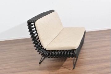 ヴィンテージ家具　籐(ラタン)　軽やかな曲線構造が魅力の2人掛けソファ　(R-085658)