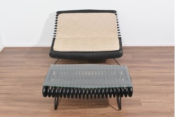 ヴィンテージ家具　籐(ラタン)　軽やかな曲線構造が魅力の2人掛けソファ　(R-085658)