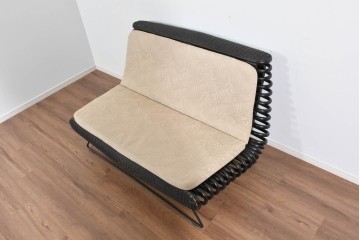 ヴィンテージ家具　籐(ラタン)　軽やかな曲線構造が魅力の2人掛けソファ　(R-085658)