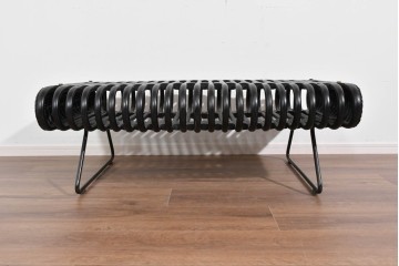 ヴィンテージ家具　籐(ラタン)　立体的な曲線フレームが特徴のガラス天板付きセンターテーブル　(R-085659)