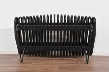 ヴィンテージ家具　籐(ラタン)　立体的な曲線フレームが特徴のガラス天板付きセンターテーブル　(R-085659)