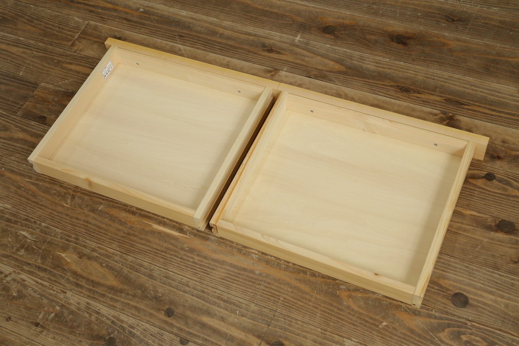中古　美品　杉工場　木と風シリーズ　メープル材　直線的なデザインが美しいデスク・チェア・デスクワゴンの3点セット　定価約15万円　(R-085660)
