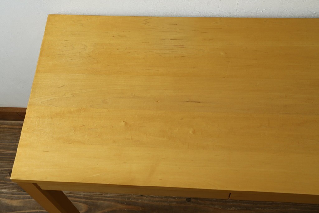 中古　美品　杉工場　木と風シリーズ　メープル材　直線的なデザインが美しいデスク・チェア・デスクワゴンの3点セット　定価約15万円　(R-085660)