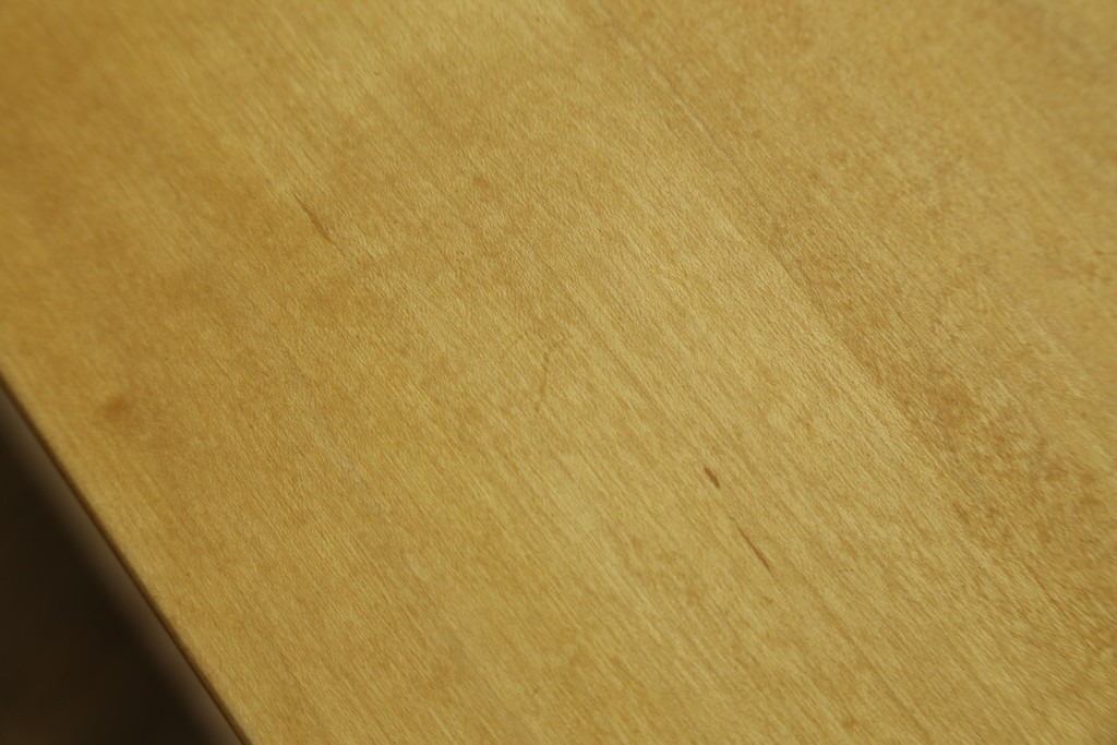 中古　美品　杉工場　木と風シリーズ　メープル材　直線的なデザインが美しいデスク・チェア・デスクワゴンの3点セット　定価約15万円　(R-085660)