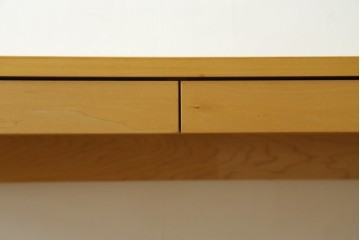 中古　美品　杉工場　木と風シリーズ　メープル材　直線的なデザインが美しいデスク・チェア・デスクワゴンの3点セット　定価約15万円　(R-085660)