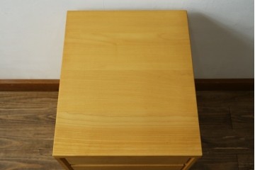 中古　美品　杉工場　木と風シリーズ　メープル材　直線的なデザインが美しいデスク・チェア・デスクワゴンの3点セット　定価約15万円　(R-085660)