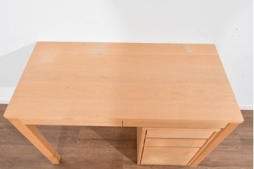 中古　美品　杉工場　木と風シリーズ　メープル材　直線的なデザインが美しいデスク・チェア・デスクワゴンの3点セット　定価約15万円　(R-085660)