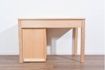 中古　美品　杉工場　木と風シリーズ　メープル材　直線的なデザインが美しいデスク・チェア・デスクワゴンの3点セット　定価約15万円　(R-085660)