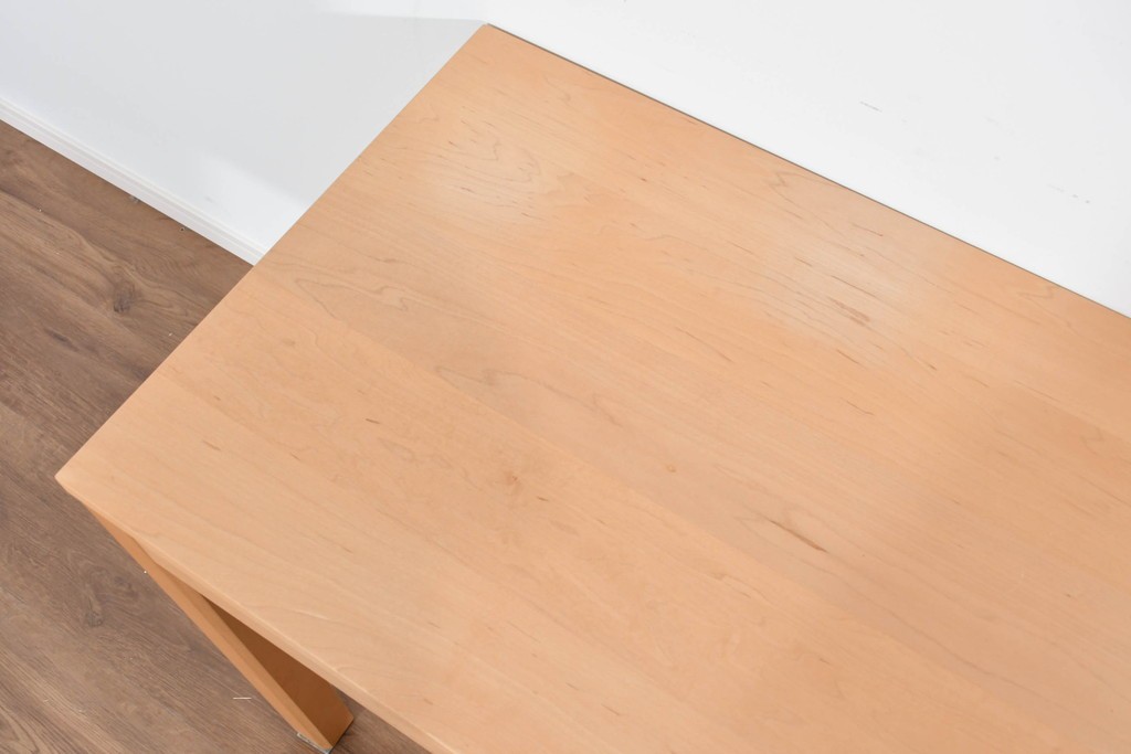 中古　美品　杉工場　木と風シリーズ　メープル材　直線的なデザインが美しいデスク・チェア・デスクワゴンの3点セット　定価約15万円　(R-085660)