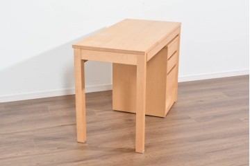 中古　美品　杉工場　木と風シリーズ　メープル材　直線的なデザインが美しいデスク・チェア・デスクワゴンの3点セット　定価約15万円　(R-085660)