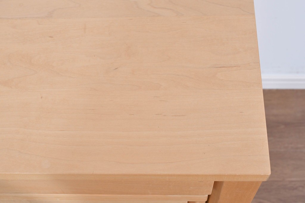 中古　美品　杉工場　木と風シリーズ　メープル材　直線的なデザインが美しいデスク・チェア・デスクワゴンの3点セット　定価約15万円　(R-085660)