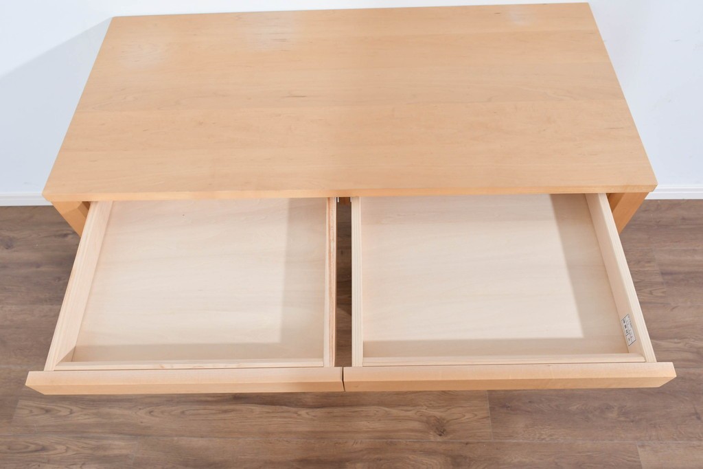 中古　美品　杉工場　木と風シリーズ　メープル材　直線的なデザインが美しいデスク・チェア・デスクワゴンの3点セット　定価約15万円　(R-085660)