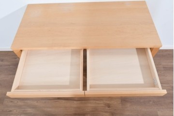 中古　美品　杉工場　木と風シリーズ　メープル材　直線的なデザインが美しいデスク・チェア・デスクワゴンの3点セット　定価約15万円　(R-085660)