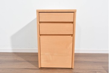 中古　美品　杉工場　木と風シリーズ　メープル材　直線的なデザインが美しいデスク・チェア・デスクワゴンの3点セット　定価約15万円　(R-085660)