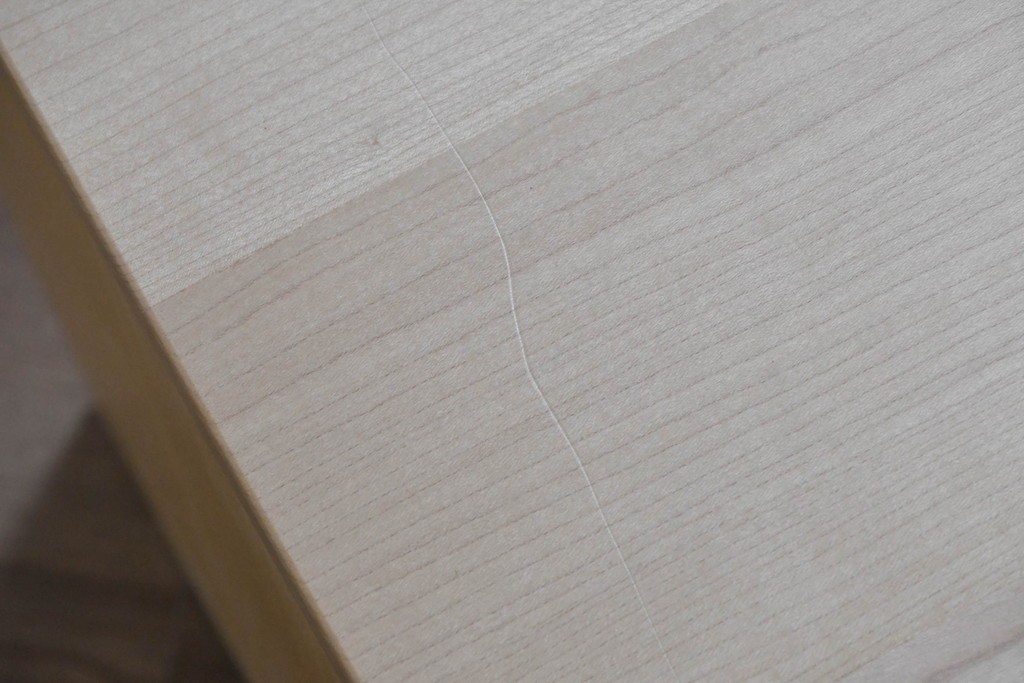 中古　美品　杉工場　木と風シリーズ　メープル材　直線的なデザインが美しいデスク・チェア・デスクワゴンの3点セット　定価約15万円　(R-085660)