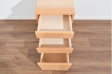 中古　美品　杉工場　木と風シリーズ　メープル材　直線的なデザインが美しいデスク・チェア・デスクワゴンの3点セット　定価約15万円　(R-085660)