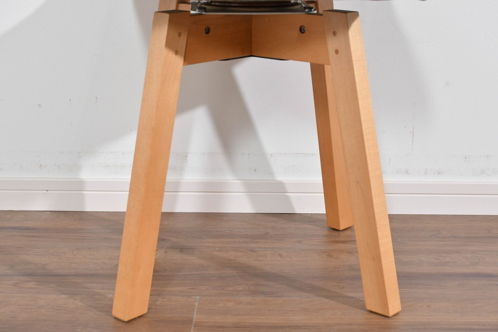 中古　美品　杉工場　木と風シリーズ　メープル材　直線的なデザインが美しいデスク・チェア・デスクワゴンの3点セット　定価約15万円　(R-085660)