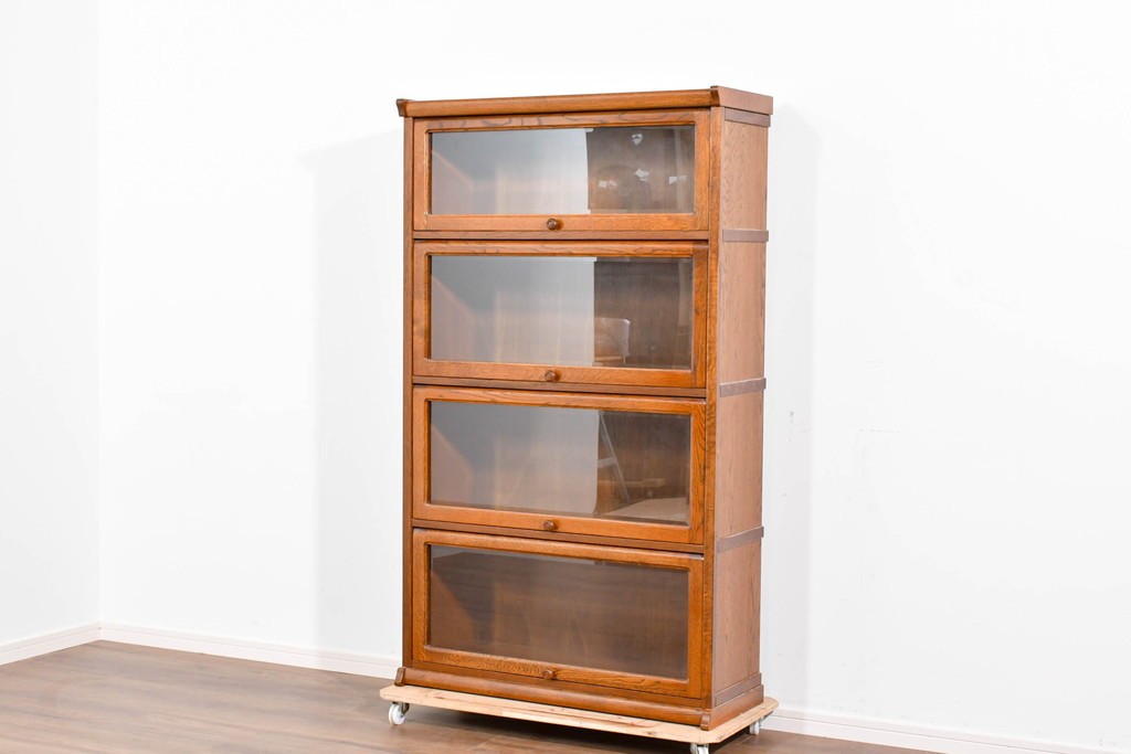 中古　美品　三越家具(現カントリーハウス)　Brugge(ブルージュ)　フラップ扉の4段ブックケース　(R-085663)