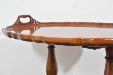 中古　美品　JANSEN(ジャンセン)　マホガニー材　縁取りの意匠が優雅なオーバルティーテーブル　定価約10万円　(R-085665)