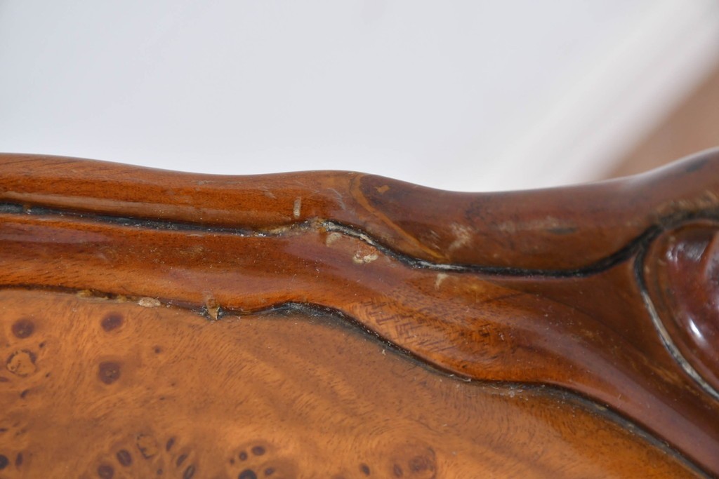 中古　美品　JANSEN(ジャンセン)　マホガニー材　縁取りの意匠が優雅なオーバルティーテーブル　定価約10万円　(R-085665)