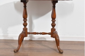 中古　美品　JANSEN(ジャンセン)　マホガニー材　縁取りの意匠が優雅なオーバルティーテーブル　定価約10万円　(R-085665)