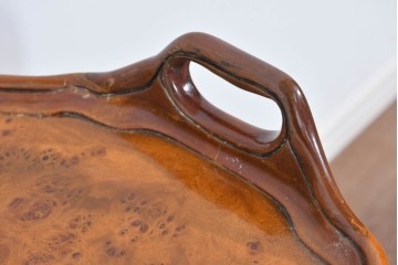 中古　美品　JANSEN(ジャンセン)　マホガニー材　縁取りの意匠が優雅なオーバルティーテーブル　定価約10万円　(R-085665)